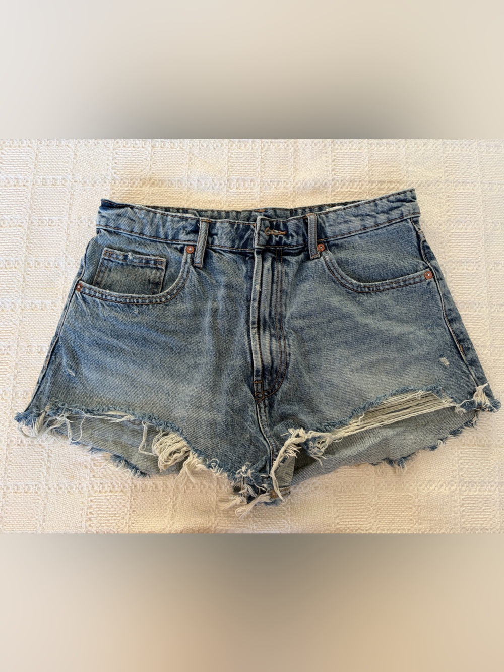 Zara Raw Hem High Waist Denim Shorts Size 10
